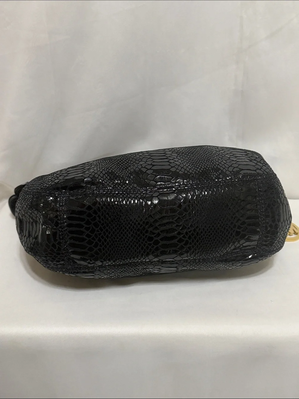Michael Kors Black Snakeskin-Embossed Slouchy Hobo